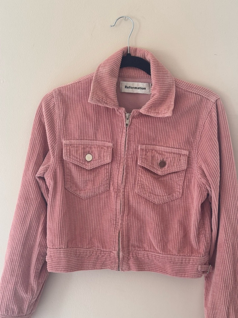 Reformation Dusty Rose Corduroy Zip Jacket